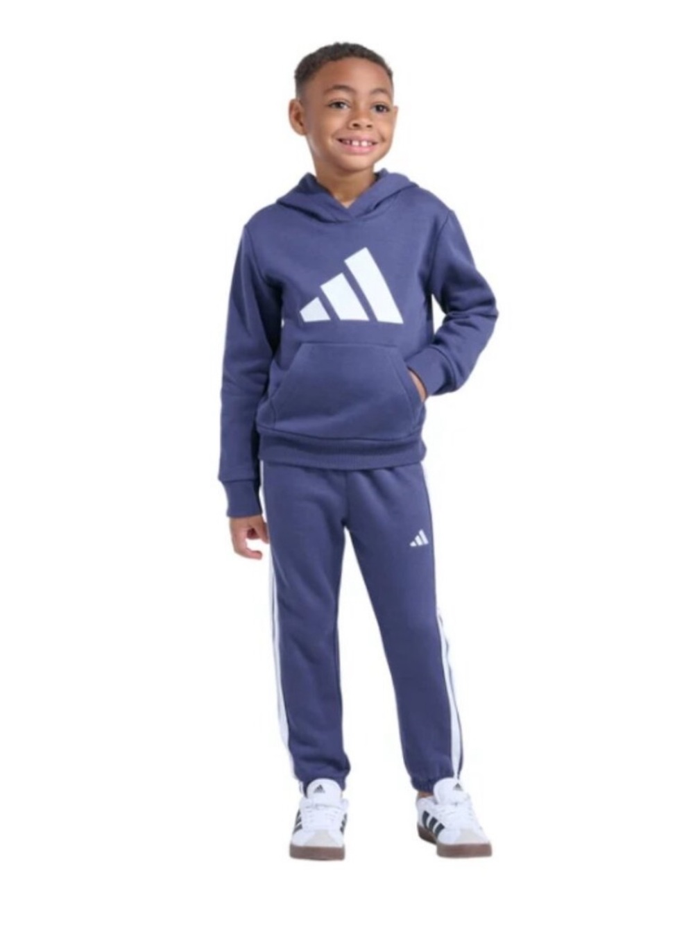 adidas Navy Blue Kids Jogger Sweatpants with White Stripes